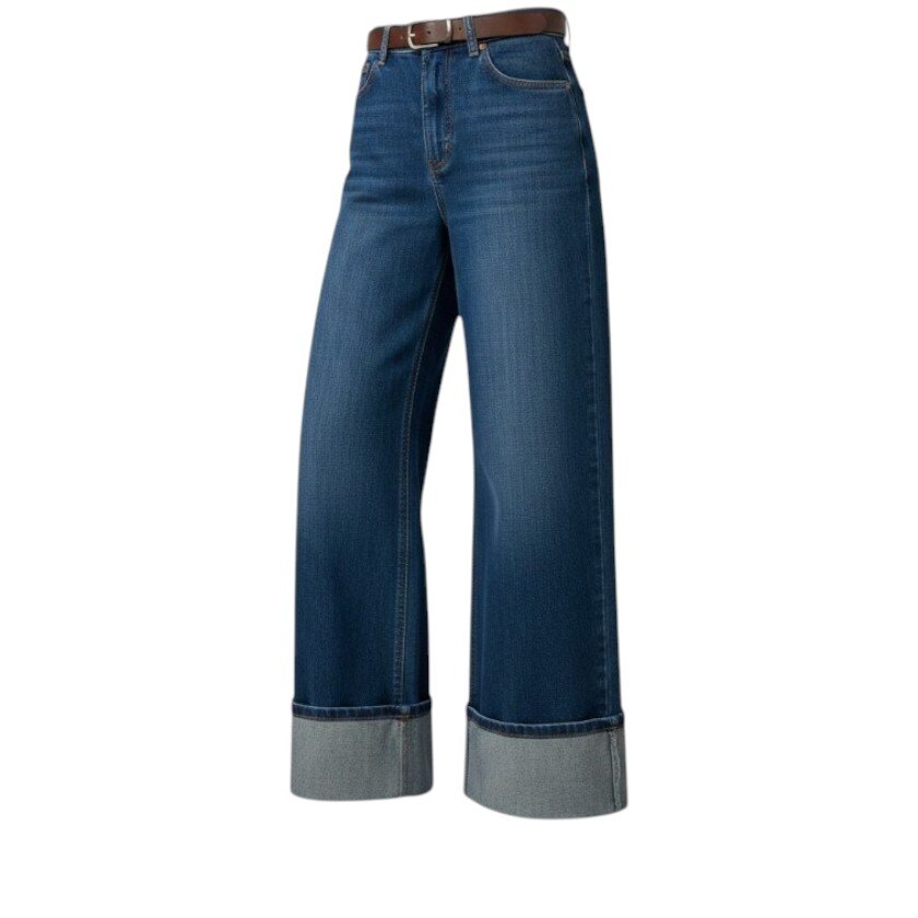 Jeans wide leg con cintura - donna