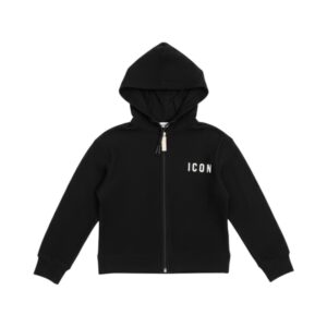Icon - Felpa con cappuccio e zip a costine con logo - bambine e ragazze