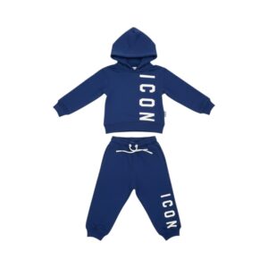Icon - Tuta in felpa con cappuccio e maxi stampe logo verticali - bambini