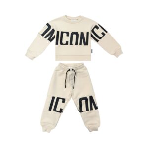 Icon - Tuta in felpa girocollo con maxi stampe logo orizzontali - bambini