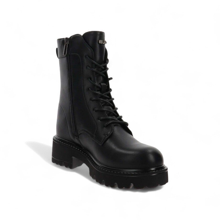 4US Cesare Paciotti – Anfibi in pelle nera con suola chunky – Donna