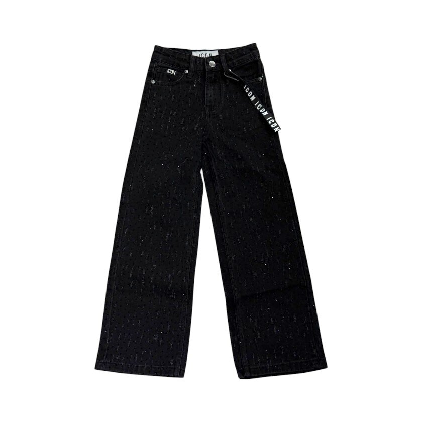 Icon - Jeans ampi a gamba larga con strass all-over - bambine e ragazze