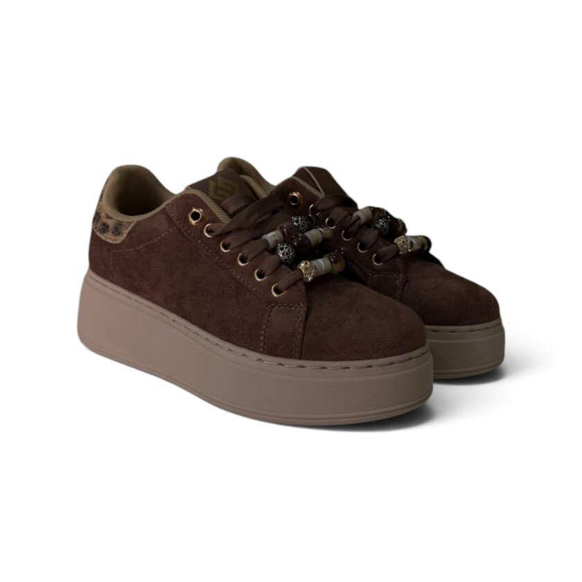 Gold&Gold - Sneaker platform scamosciata con perline - donna