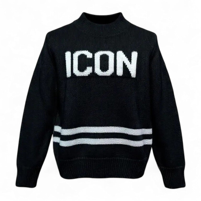 ICON – Maglione collo semi alto con logo frontale – bambino