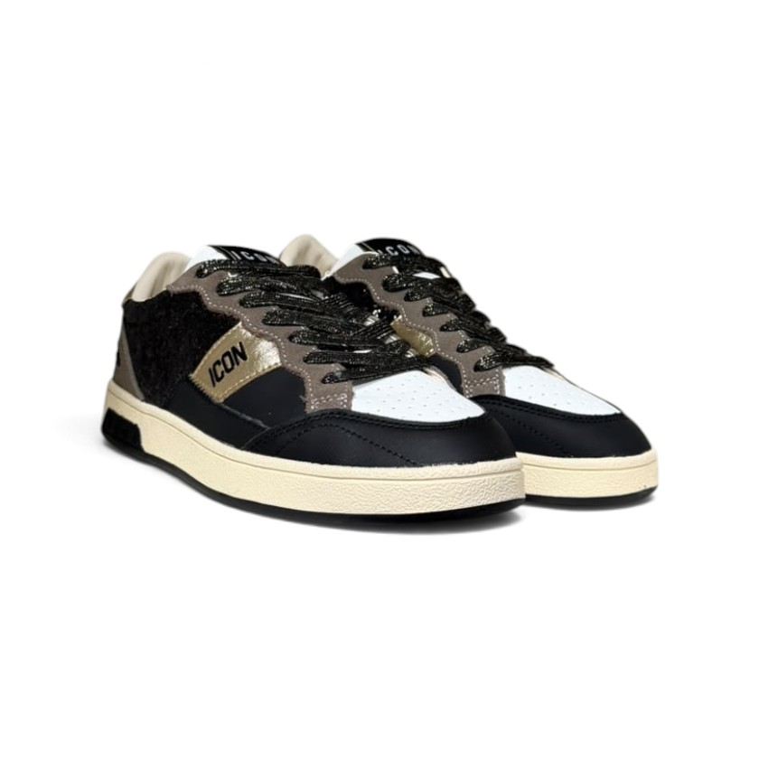 Icon - Sneakers low con glitter e pannelli a contrasto - donna