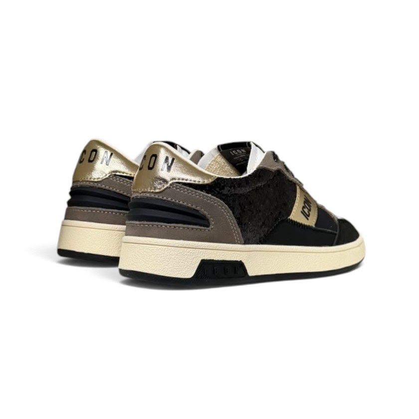 Icon - Sneakers low con glitter e pannelli a contrasto - donna