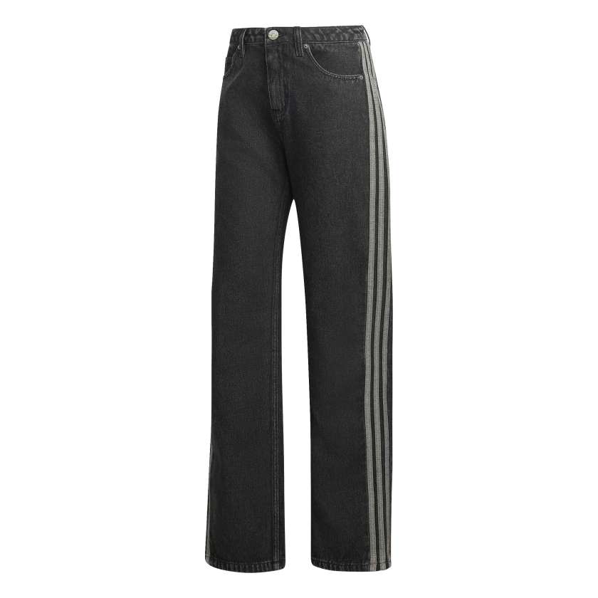 Adidas - Pantaloni in denim Firebird a vita media e gamba dritta - donna