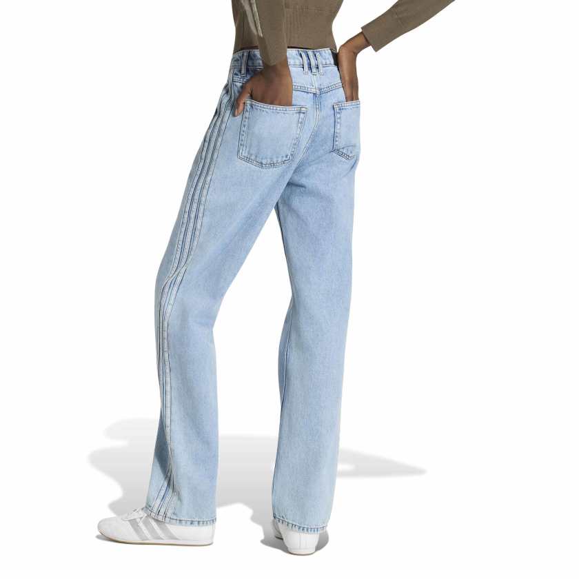 Adidas - Pantaloni in denim Firebird vita media e gamba dritta - donna