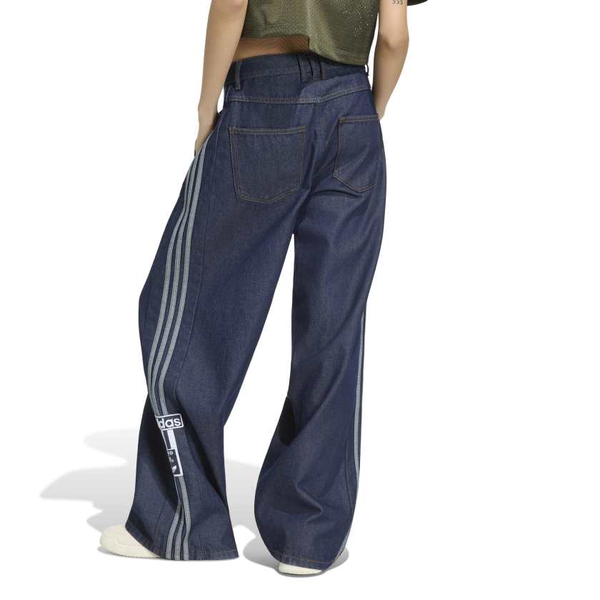 Adidas - Pantaloni in denim Adibreak a vita media e gamba larga - donna
