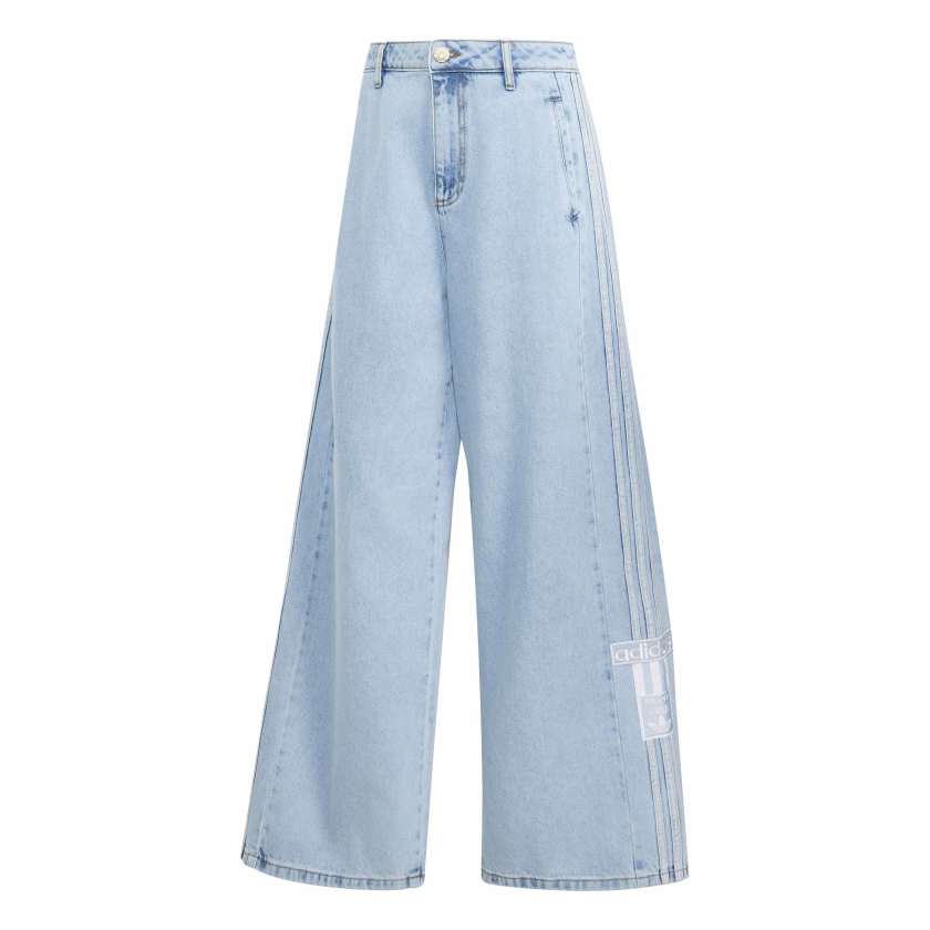 Adidas - Pantaloni in denim Adibreak a vita media e gamba larga - donna