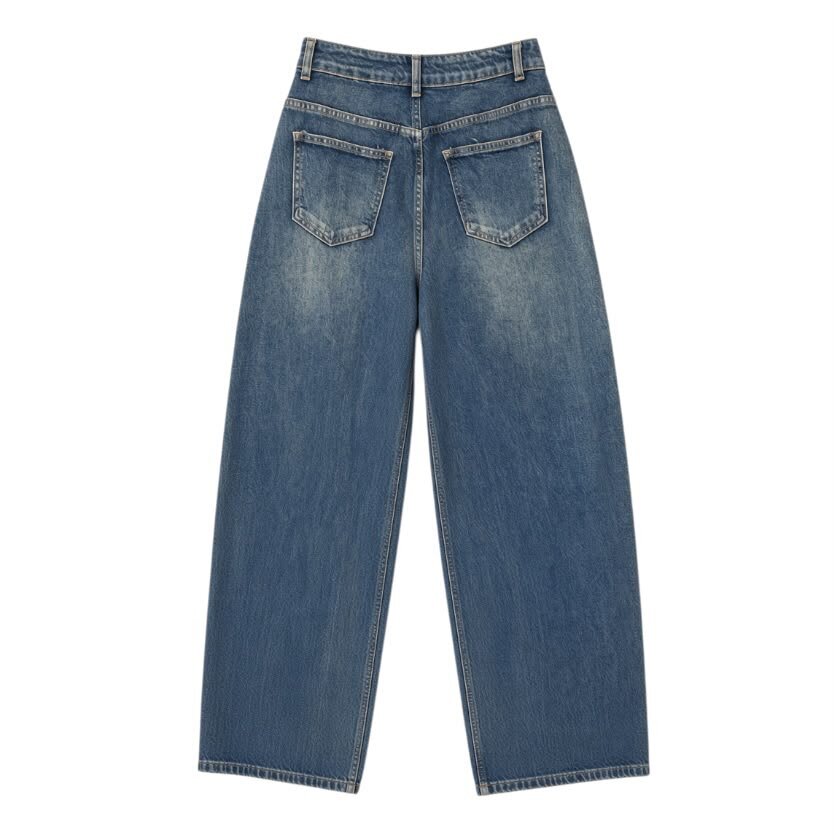 La Signorile - Jeans in denim modello balloon con lavaggio sabbiato - donna