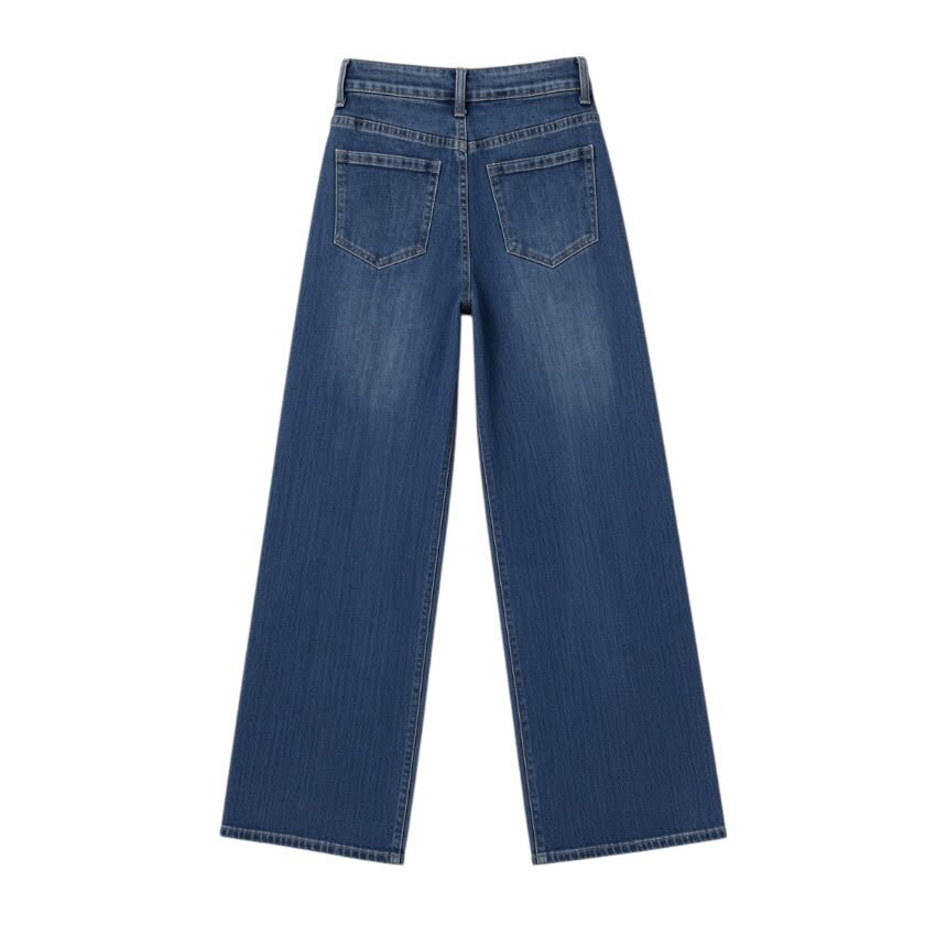 La Signorile - Jeans in denim a gamba larga con lavaggio medio - donna