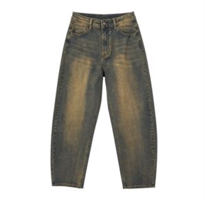La Signorile - Jeans in denim modello balloon con lavaggio vintage fango - donna