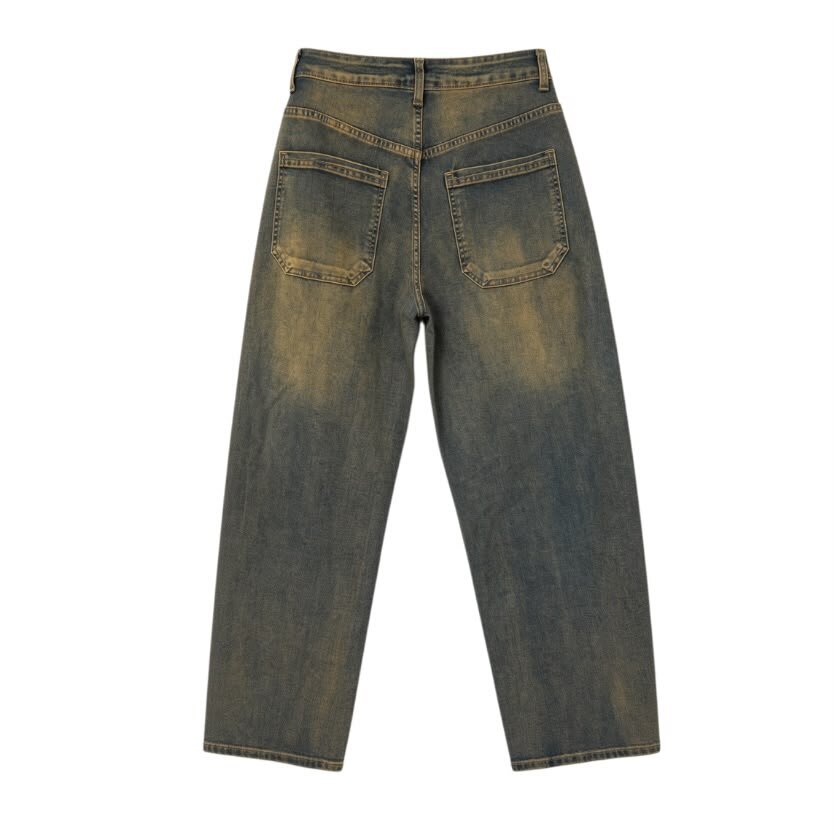 La Signorile - Jeans in denim modello balloon con lavaggio vintage fango - donna