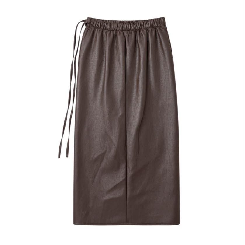 La Signorile - Gonna midi a portafoglio in ecopelle con lacci - donna