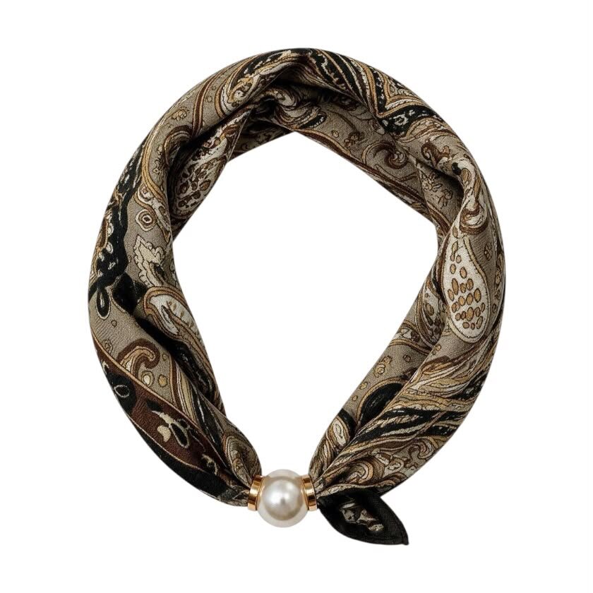 La Signorile - Foulard in raso satin con passante a maxi perla - donna