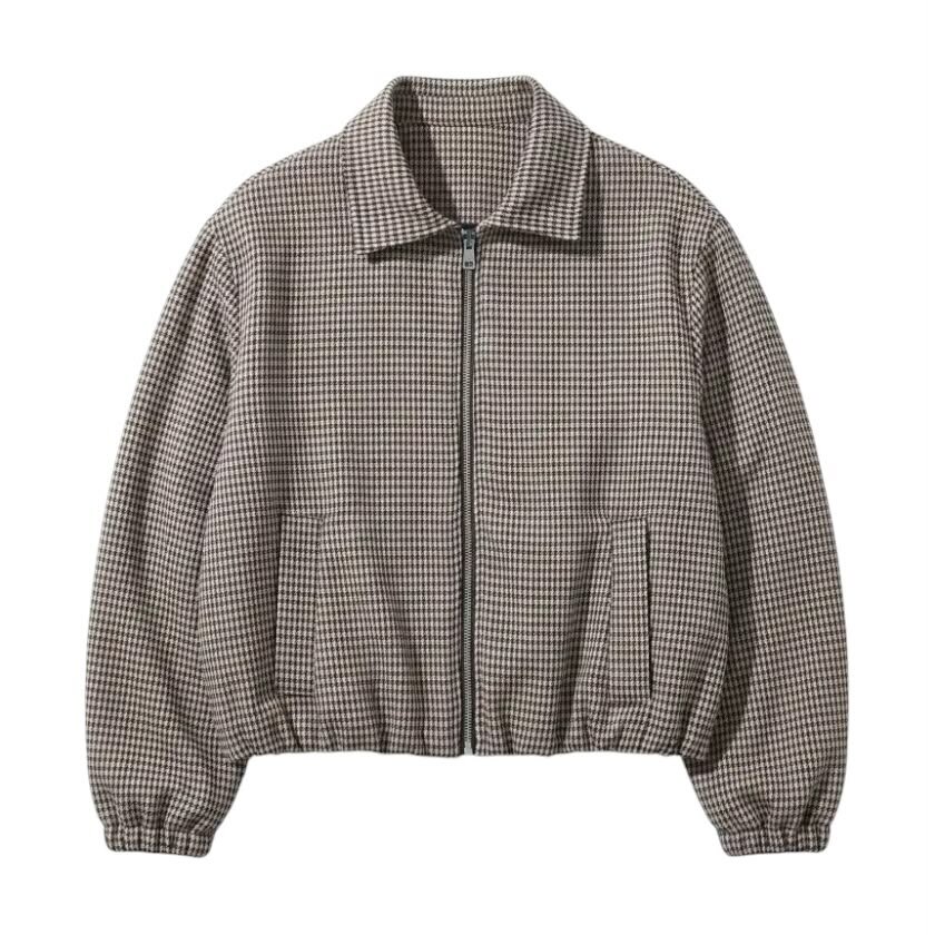 La Signorile - Giacca bomber pied-de-poule con zip e colletto - donna