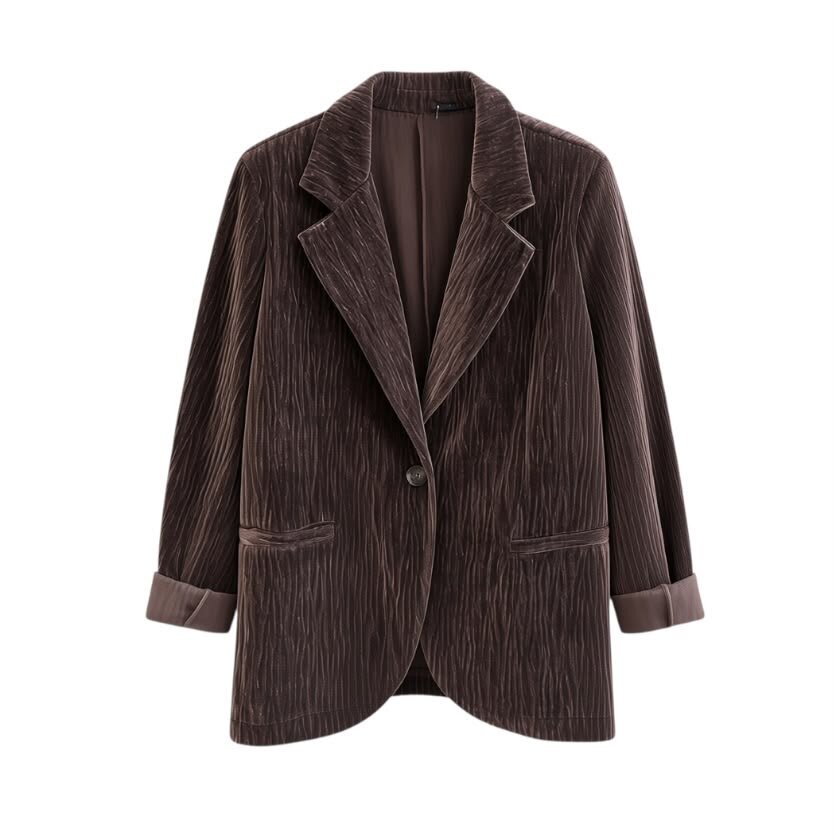 La Signorile - Blazer sartoriale in velluto con bottone singolo - donna