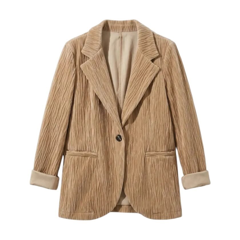 La Signorile - Blazer sartoriale in velluto con bottone singolo - donna