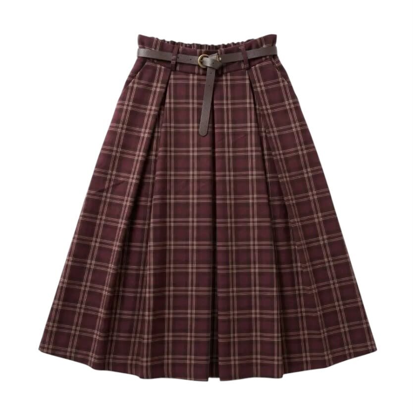 La Signorile - Gonna midi a ruota a quadri con pinces e cintura - donna