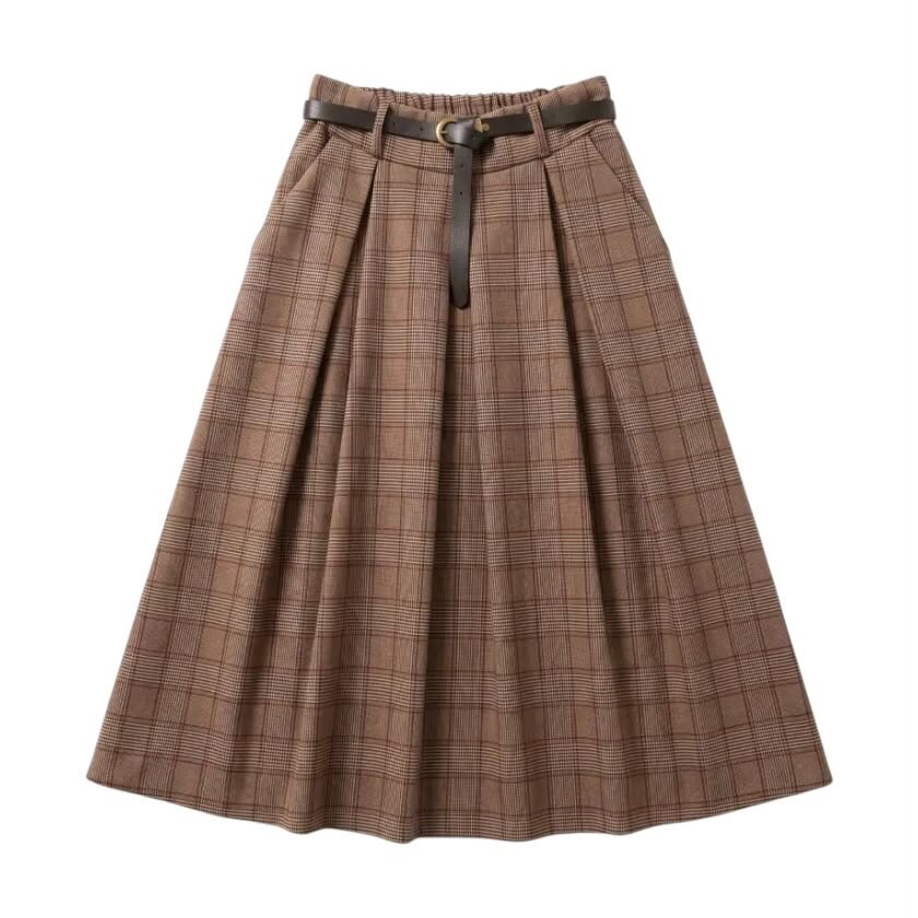 La Signorile - Gonna midi a ruota a quadri con pinces e cintura - donna