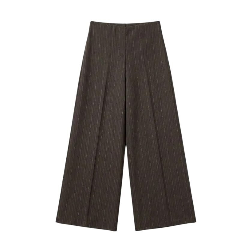 La Signorile - Pantaloni ampi gessati con vita elastica - donna