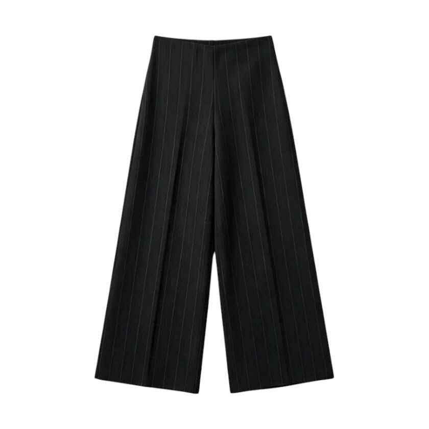 La Signorile - Pantaloni ampi gessati con vita elastica - donna