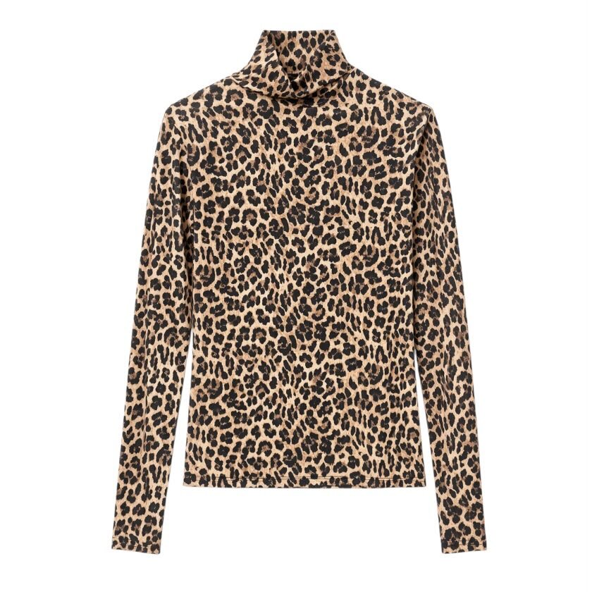 La Signorile - Maglia dolcevita a lupetto animalier in misto cashmere - donna