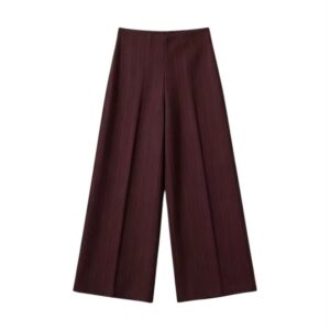 La Signorile - Pantaloni a gamba larga in ecopelle con vita elastica - donna