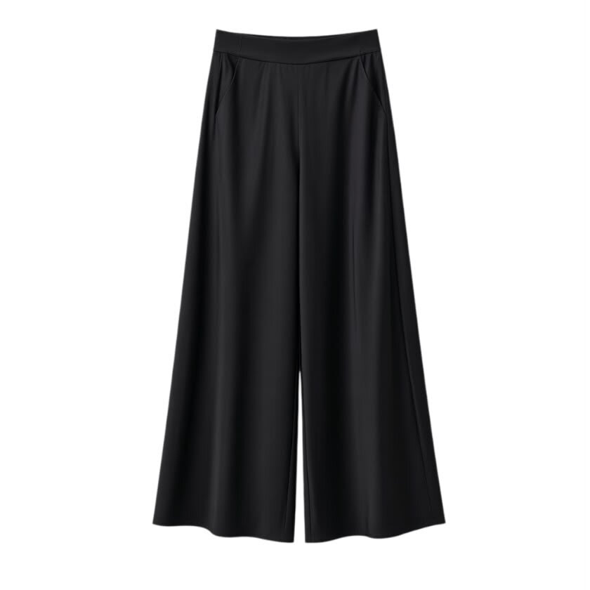 La Signorile - Pantaloni a gamba larga in ecopelle con vita elastica - donna