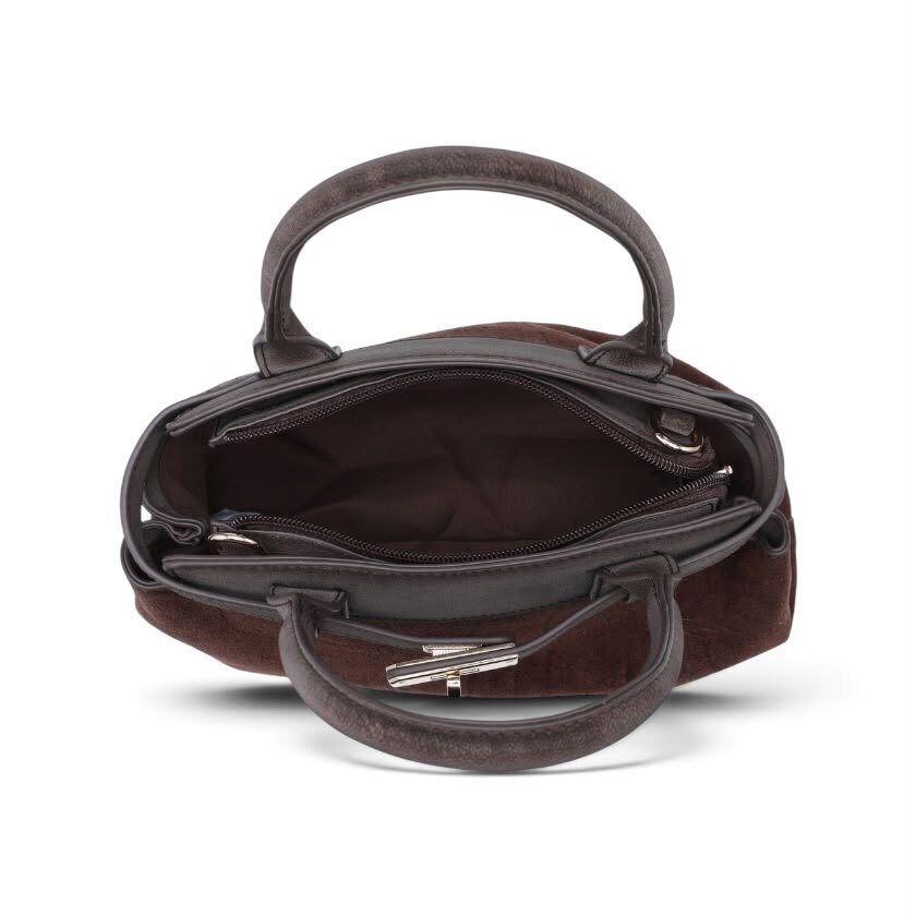 Kassandra - Borsa a mano effetto cocco e camoscio con lucchetto - donna