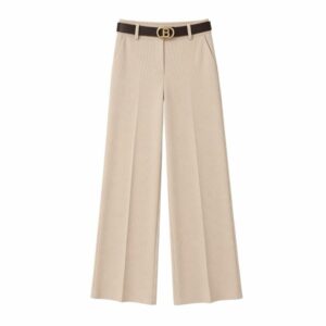 La Signorile - Pantaloni a palazzo in velluto a costine con cintura - donna