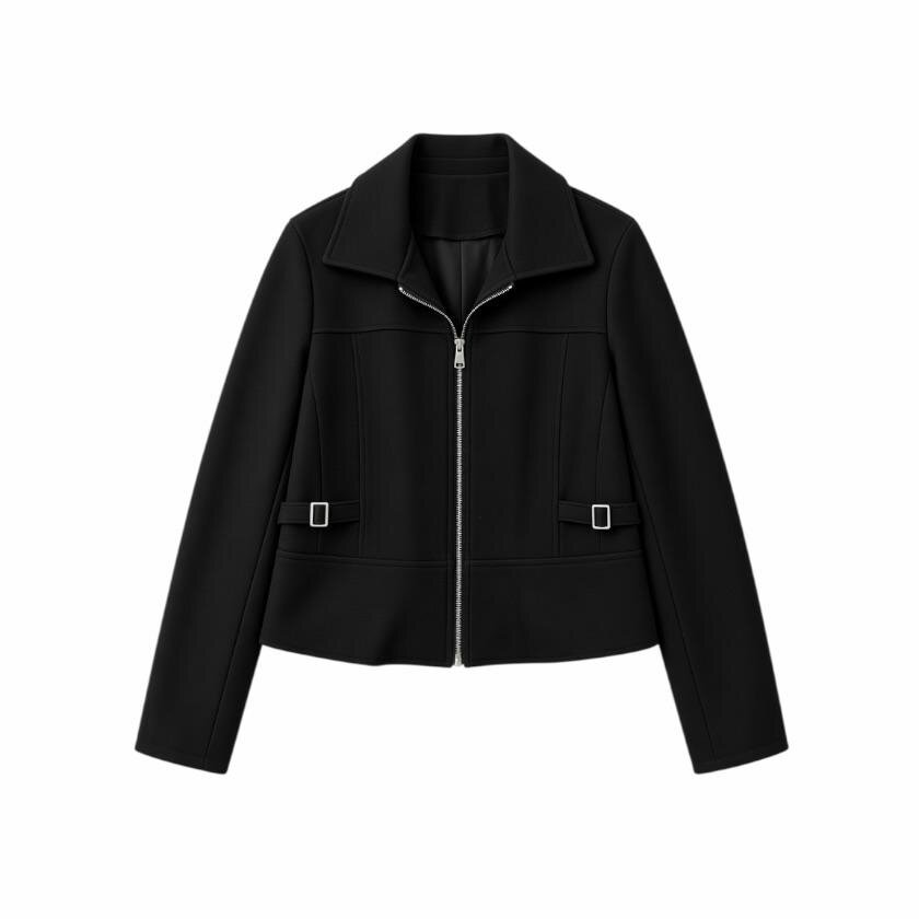 La Signorile - Giacca corta con zip e fibbie laterali - donna