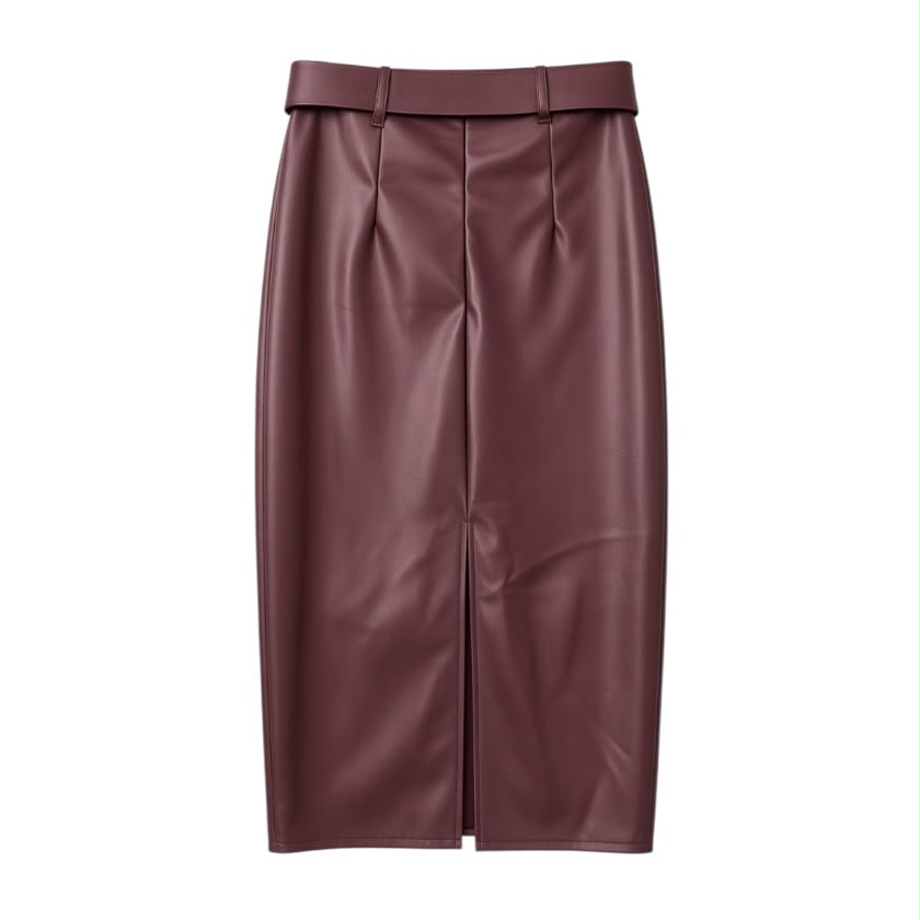 La Signorile - Gonna midi a tubino in ecopelle con cintura - donna