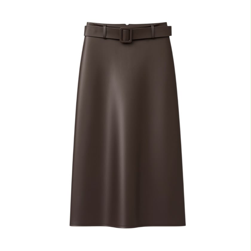 La Signorile - Gonna midi a tubino in ecopelle con cintura - donna