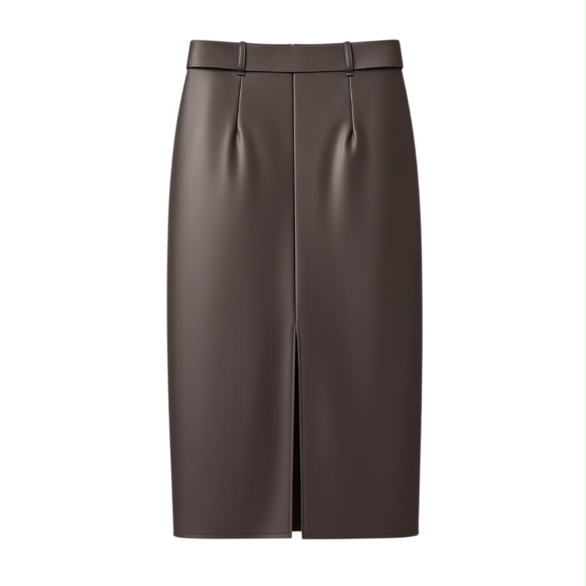 La Signorile - Gonna midi a tubino in ecopelle con cintura - donna