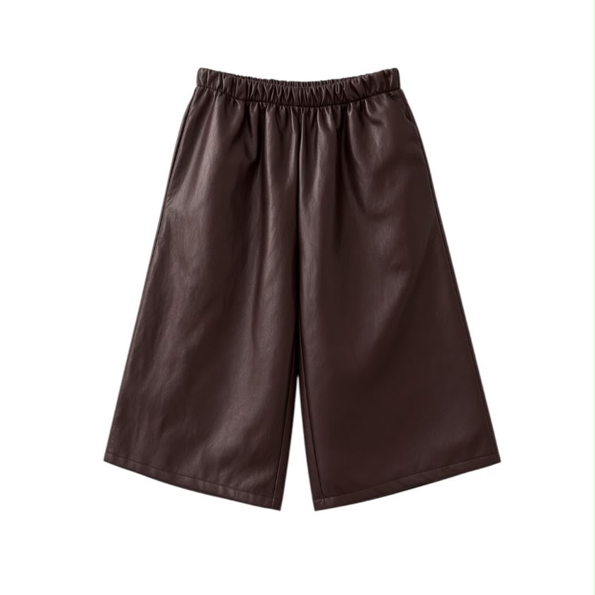 La Signorile - Pantaloni culotte in ecopelle con vita elastica - donna
