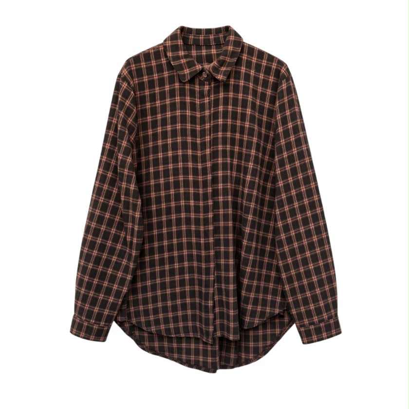 La Signorile - Camicia dal taglio classico a pied-de-poule con fondo stondato -