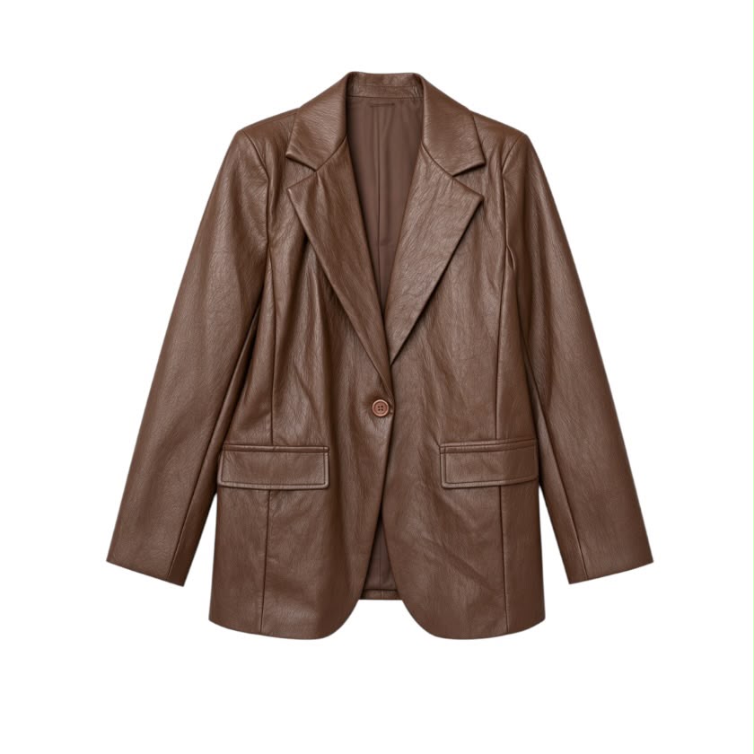 La Signorile - Blazer sartoriale monopetto in ecopelle - donna