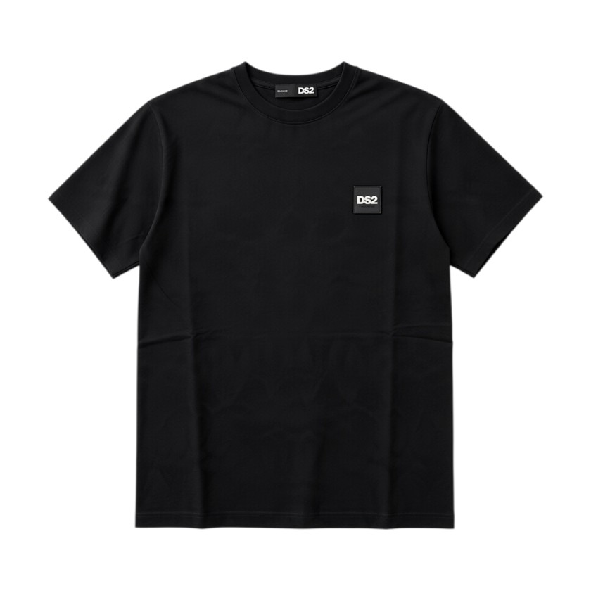 DS2 - T-shirt a manica corta in cotone con patch logo quadrato - uomo