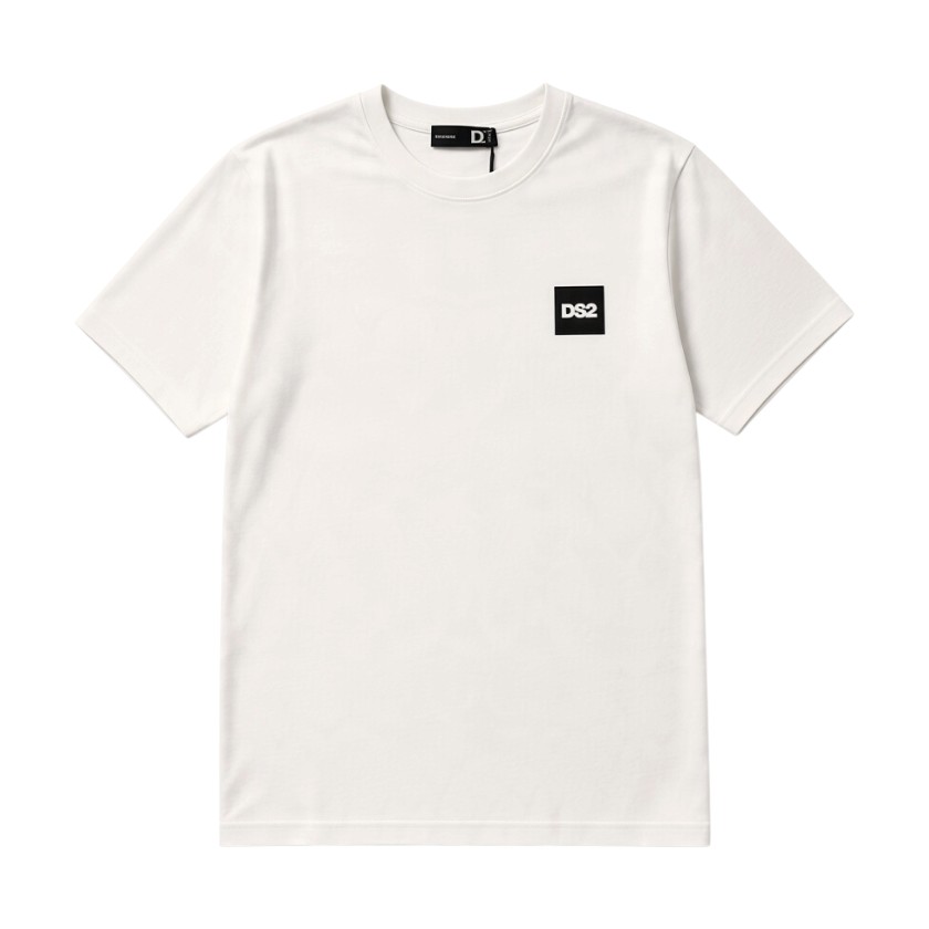 DS2 - T-shirt a manica corta in cotone con patch logo quadrato - uomo