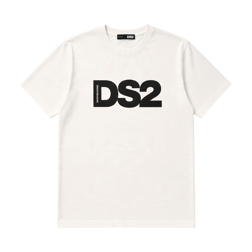 DS2 - T-shirt a manica corta in cotone con maxi logo frontale - uomo