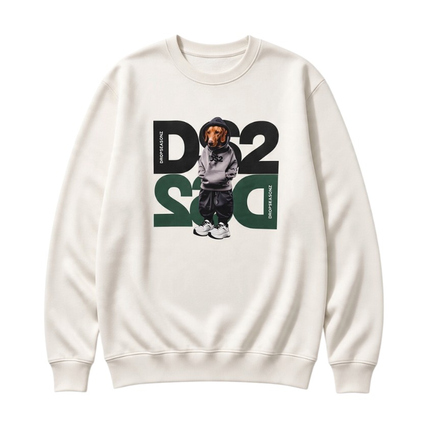 DS2 - Felpa girocollo con maxi grafica bassotto - uomo