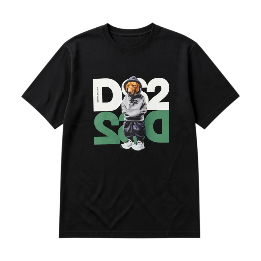 DS2 - T-shirt a manica corta in cotone con maxi grafica bassotto - uomo