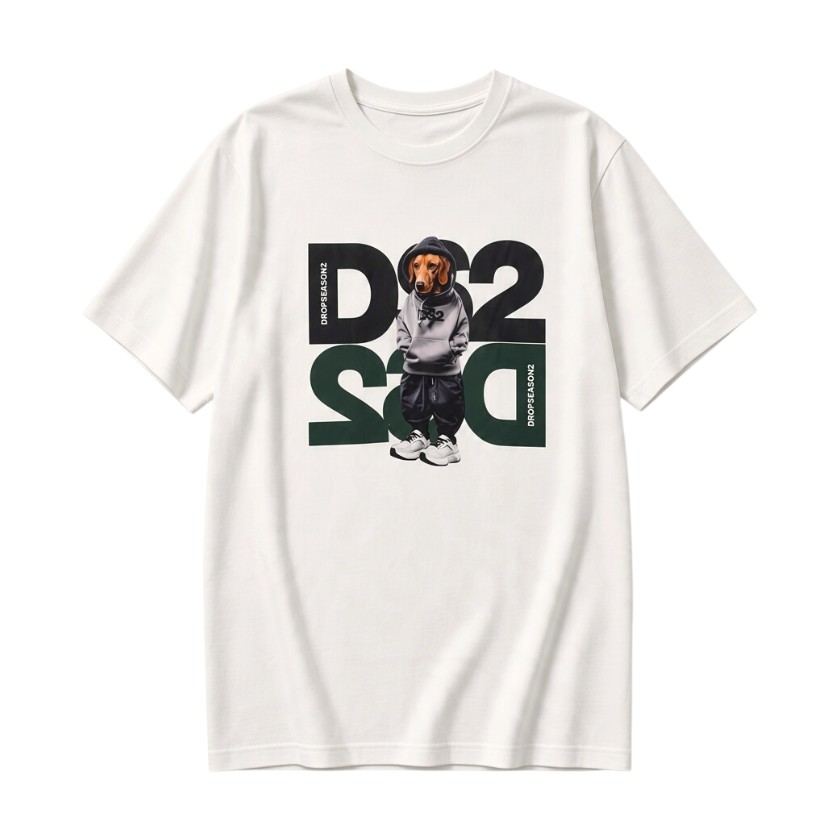 DS2 - T-shirt a manica corta in cotone con maxi grafica bassotto - uomo