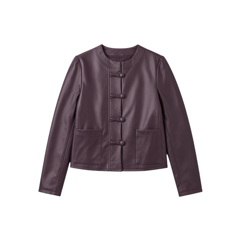 La Signorile - Giacca in Ecopelle con Chiusura Stile Tang - donna