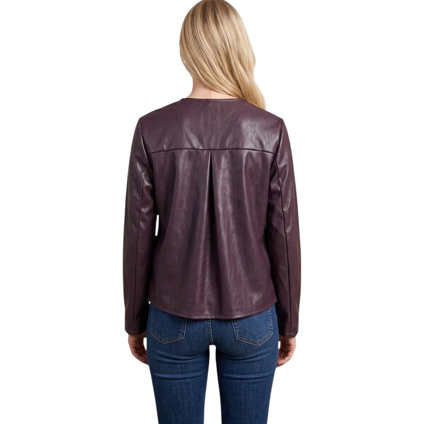 La Signorile - Giacca in Ecopelle con Chiusura Stile Tang - donna