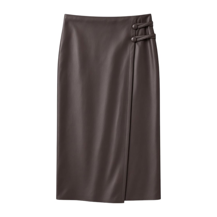 La Signorile - Gonna in Ecopelle Modello a Portafoglio con Chiusura Tang - donna