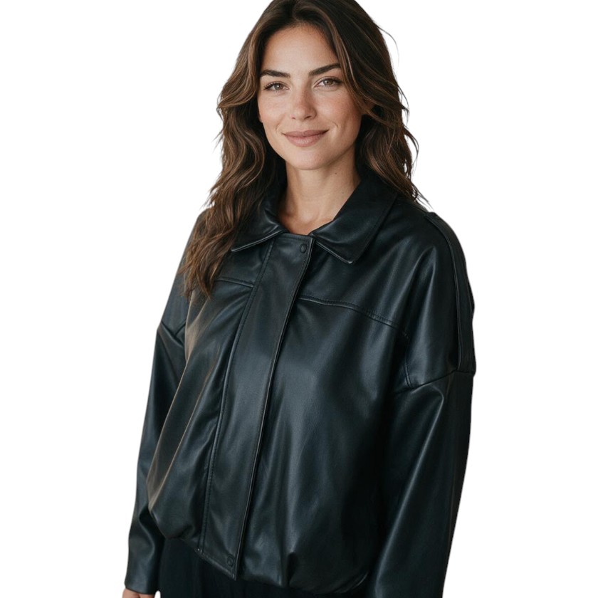 La Signorile - Giacca Bomber Oversize in Ecopelle - donna