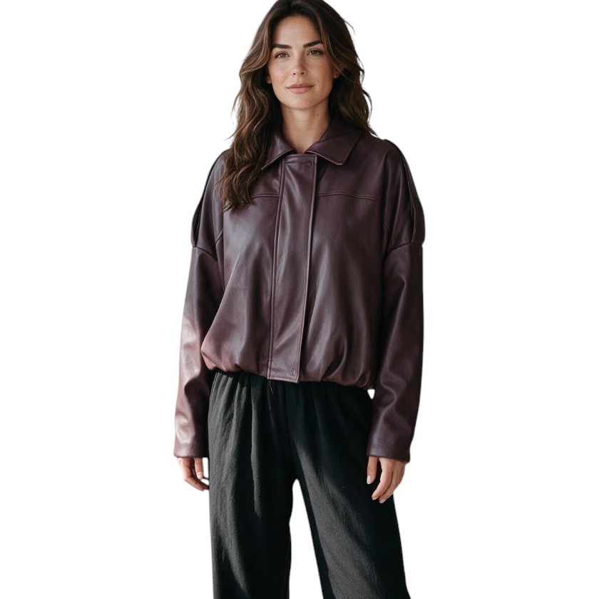 La Signorile - Giacca Bomber Oversize in Ecopelle - donna
